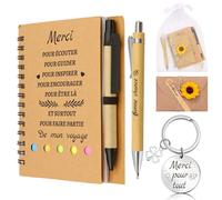 Scettar Cadeau Depart Collegue de Travail,Cadeau Départ Collègue comprend un carnet et un porte-clés,Collègues Stylo à Bille en Bois,remerciement pour un départ