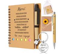 Scettar Cadeau Depart Collegue de Travail, Coffret Cadeau pour Collègue,Comprend un Carnet et un Porte-clés et Collègues Stylo à Bille en Bois