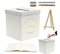 Scettar Carton Rigide DIY Urne Anniversaire (Blanc), Urne Enveloppe Reception pour Cagnotte Anniversaire Mariage,Baptême,départ en retraite
