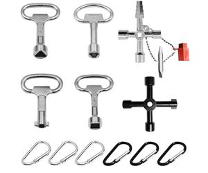 Scettar Lot de 12 Clé Multifonction,Clé Triangle Passe Partout offret edf/gaz/enedis/grdf,Multifonction Clef Passe Partout pour Armoire Electrique et Robinet