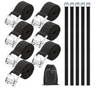 Scettar Lot de 12 sangles d'arrimage courtes avec boucle de serrage - 50 cm - Noir - Petites sangles d'arrimage pour vélo, diable, moto, voiture, camping - Livré avec 1 sac en non-tissé