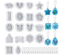 Scettar Lot de 18 moules en silicone avec pendentifs en résine époxy
