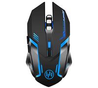 Scettar Souris de gaming sans fil rechargeable pour ordinateur portable avec 7 LED de respiration 3 DPI réglables Plaque de fer Mode d'économie d'énergie pour ordinateur portable/PC/ordinateur portable