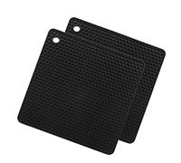 SCF2017 Lot de 2 Dessous de Plat Carrés Design en Silicone Antidérapants et Résistants à la Chaleur Noir