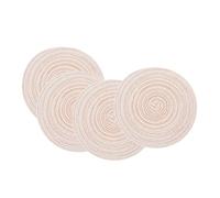 SCF2017 Lot de 4 sets de table ronds en fil de coton tissé 18 cm (beige)