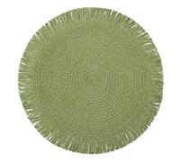 SCF2017 Lot de 4 sets de table ronds en paille de papier tissé avec pompons Vert 38 cm