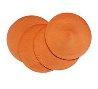 SCF2017 Lot de 4 sets de table ronds en plastique tissé 38 cm, élégants et pratiques, orange