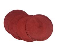 SCF2017 Lot de 4 sets de table ronds en plastique tissé 38 cm, élégants et pratiques pour table à manger, cramoisi