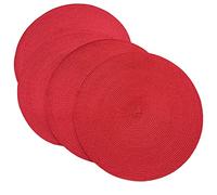 SCF2017 Lot de 4 sets de table ronds en plastique tissé 38 cm élégants et pratiques Rouge