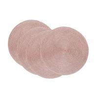 SCF2017 - Lot de 4 sets de table ronds en plastique tissé à paillettes, 38 cm, or rose