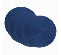 SCF2017 Lot de 4 sets de table ronds en plastique tissé Bleu marine 32 cm