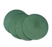 SCF2017 Lot de 4 sets de table ronds en plastique tissé de 38 cm, élégants et pratiques, vert foncé