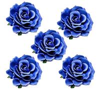 SCF2017 Lot de 5 épingles à cheveux en forme de rose pour mariage, demoiselle d'honneur - Bleu