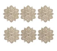 SCF2017 Lot de 6 dessous de verre en PVC en forme de flocon de neige pour boissons, petits sets de table mignons, décorations de Noël, doré