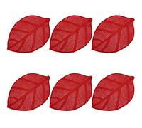 SCF2017 Lot de 6 sets de table en papier en forme de feuille Rouge