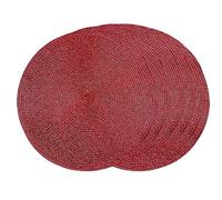 SCF2017 Lot de 6 sets de table ronds en plastique tissé brillant à paillettes Rouge 38 cm