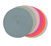 SCF2017 Lot de 6 sets de table ronds en plastique tissé de couleurs mélangées, 38 cm, pour salle à manger, Style B