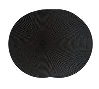SCF2017 Lot de 6 sets de table ronds en plastique tissé Noir 32 cm