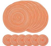 SCF2017 Lot de 6 sous-verres ronds en fil de coton tissé pour dessous de verre - 11 cm - Orange
