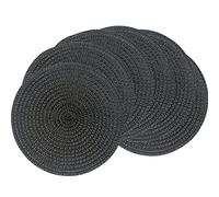 SCF2017 Sets de table ronds en plastique tissé - 18 cm - Noir