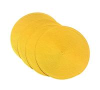 SCF2017 Sets de table ronds tressés en polypropylène, lot de 4 jaunes