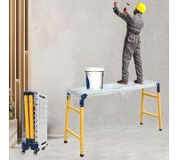 SCGSJZH Echafaudage Portable Plateforme de Travail, Mobile Échafaudage Escalier, Pliant Plateau de Table Galvanisé, Hauteur Réglable 60-90 cm, Capacité de Charge 500 kg (120 x 36 cm)