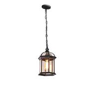 SCH Lampe à suspension réglable en hauteur Lampe d'extérieur / d'intérieur vintage E27 noire Étanche IP54 Suspension en aluminium Verre Abat-jour Abri de jardin Balcon Kiosque Villa Éclairage du cadre