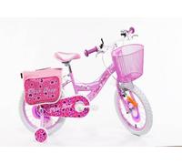 SCH PINK LOVE 16"", vélo pour enfants, de 5 à 7 ans, de 105 à 135 cm, avec panier, sonnette et porte-enfant, rose
