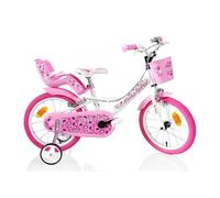 SCH PINK LOVE 16"" vélo pour enfants de 5 à 7 ans de 105 à 135 cm avec panier sonnette et porte-enfant blanc