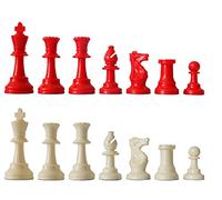 SchachQueen - E281 - Jeu d'échecs Plastique - Rouge/Blanc - King Hauteur 97 mm