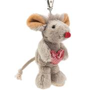 Schaffer 0234 porte-clés peluche souris avec coeur, Gris, ca. 9 cm