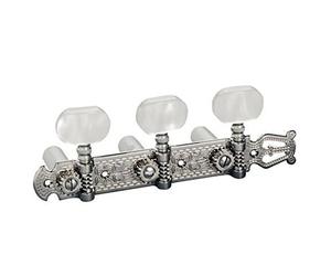 Schaller »LYRA MACHINE HEADS - NICKEL - BASEPLATE 3 - ACRYLIC - WHITE NYLON POSTS 10mm« Mécaniques pour Guitare Classique - Set de 2 pièces