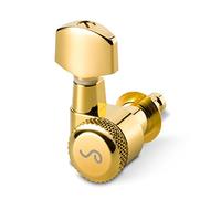 Schaller »M6 PIN LOCKING MACHINE HEADS - GOLD - 6L - SMALL METAL - 19.5mm LOCKING POST« Mécaniques pour Guitare - Set de 6 pièces