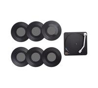 Schallplatten Untersetzer Lot de 6 Sets de Table rétro en Vinyle Mit Plattenspieler-Halter | Rutschfeste Getränkeuntersetzer Aus ABS Kunststoff | Vintage Für Kaffee Tee Bar Wohnzimmer
