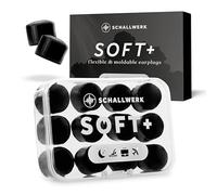 Schallwerk ® Soft+ 12 bouchon d'oreille en silicone - bouchons d'oreille souples pour le sommeil - suppression du bruit - casque anti bruit pour dormir (noir, 12 pièces)