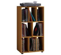 Schaltino Étagère rétro pour disques vinyle à 8 espaces de rangement, imitation hêtre.