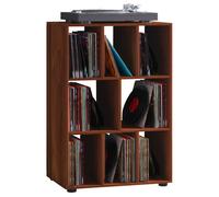 Schaltino Étagère rétro pour disques vinyle à 8 espaces de rangement, imitation noyer.