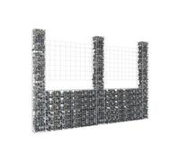 Vidaxl Panier De Gabion En Forme De U Avec 3 Poteaux Fer 260x20x200 Cm