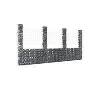 vidaXL Panier de gabion en forme de U avec 2 poteaux en fer 140x20x100 cm Jardin
