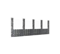 vidaXL Panier de gabion en U – 5 poteaux, barrière/clôture de jardin en fer 151292