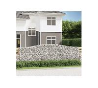 2x Paniers à Gabions Arqués Cages à Gabions Arquées Murs de Gabion Barrières de Jardin Terrasse Extérieur 400x50x120/140 cm Fer Galvanisé