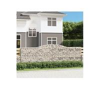 Paniers à gabions arqués 2 pcs 400x50x120/140 cm Fer galvanisé, gabion, cage de gabion, panier de mur de gabion, mur de gabion