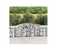 2x Paniers à Gabions Arqués Cages à Gabions Arquées Murs de Gabion Barrières de Jardin Terrasse Extérieur 400x50x80/100 cm Fer Galvanisé