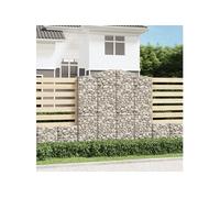 4x Paniers à Gabions Arqués Cages à Gabions Arquées Murs de Gabion Barrières de Jardin Terrasse Extérieur 200x50x200/220 cm Fer Galvanisé