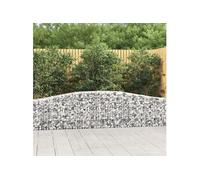 4x Paniers à Gabions Arqués Cages à Gabions Arquées Murs de Gabion Barrières de Jardin Terrasse Extérieur 400x30x60/80 cm Fer Galvanisé