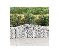 6x Paniers à Gabions Arqués Cages à Gabions Arquées Murs de Gabion Barrières de Jardin Terrasse Extérieur 400x30x100/120 cm Fer Galvanisé