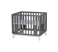 Schardt 02 050 00 88 077 Holly Parc pour bébé Anthracite/naturel, bois de hêtre massif, film gris, fabriqué en Allemagne, blanc