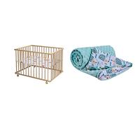 Schardt Parc Bébé Basic, 75 X 100 cm, Huilé Naturellement, Plastique Monster Naturel & Couverture Bébés 100% Coton 75x100cm Medi Partners pour Enfant Minky Multifonctionnel Bilatéral Doux et Melleux