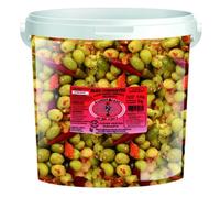 Scharfe grüne Oliven Eimer 8kg - Würzige Oliven mit pikantem Geschmack, saftig und aromatisch, ideal für Gastronomie