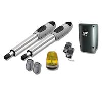 Schartec Porte 300 | 24V Motorisation Portail Battant à Vérins | 3000 N | 2 Télécommandes | Barrière photoélectrique et lampe de signalisation incluse | Longueur 6m (3x2m) Poids, max 600 kg (2x300kg)